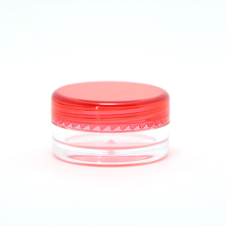 3g/5g clear plastic cream cosmetic sample jar with colored lid