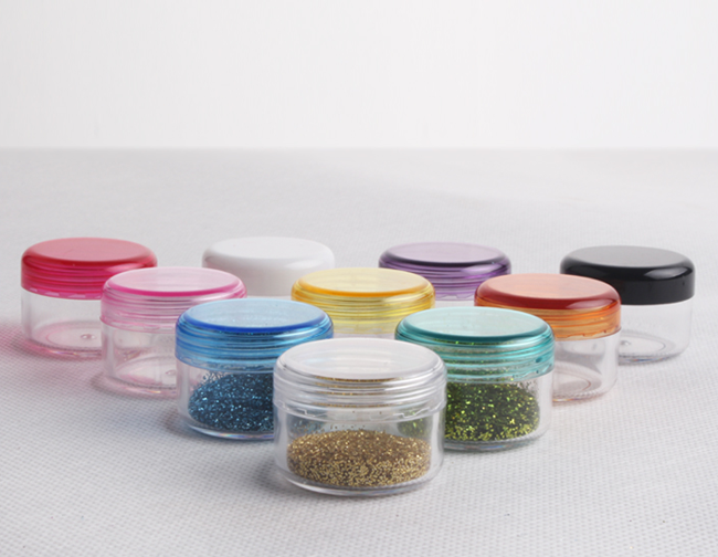 3g 5g clear small cosmetic plastic empty cream jar with color lid