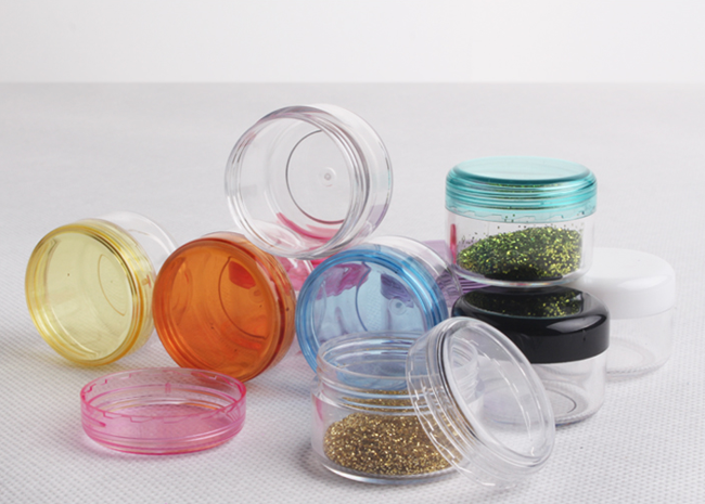 3g 5g clear small cosmetic plastic empty cream jar with color lid