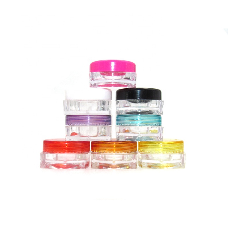 3g 5g cream jars PS plastic square ground frost box small empty colorful plastic jar