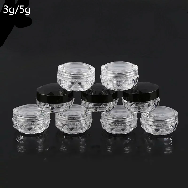 3g 5g plastic PS diamond colorful cream jar, eye shadow jar,cosmetic cream jar