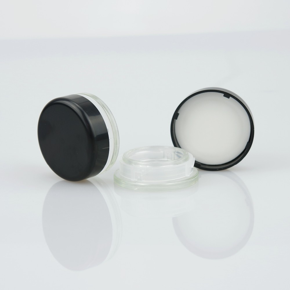 3g 5g  small glass cosmetic jar  with plastic childproof cap for cream