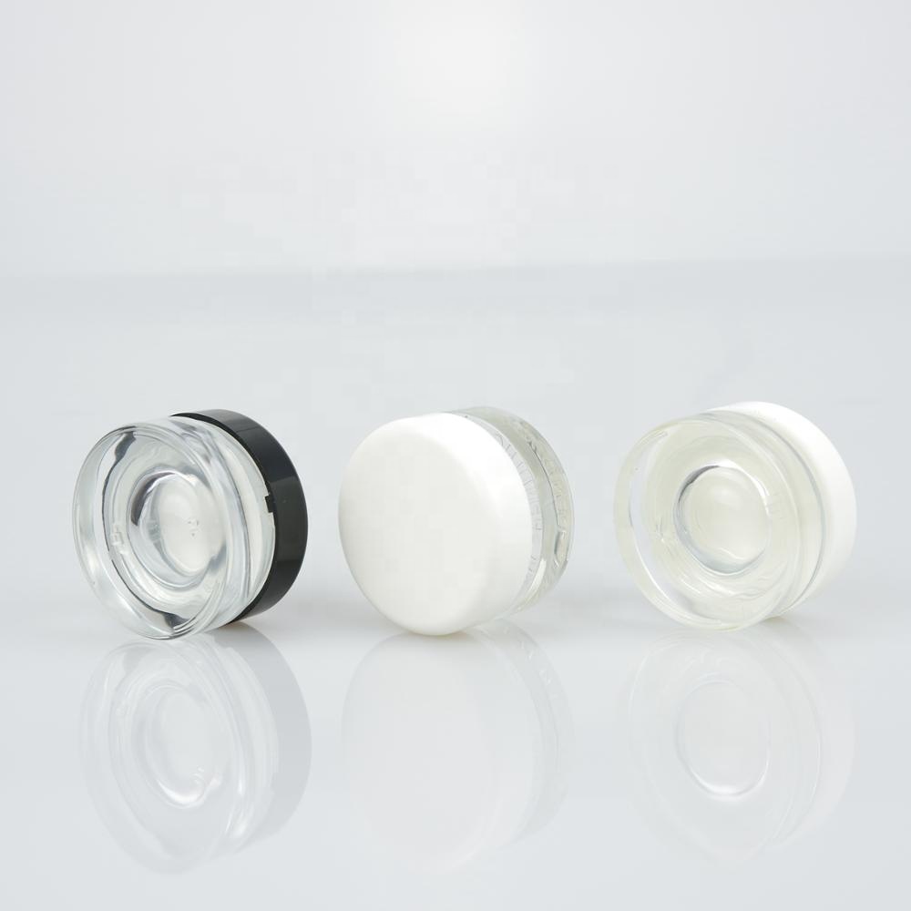 3g 5g small glass cosmetic jar with plastic childproof cap for cream