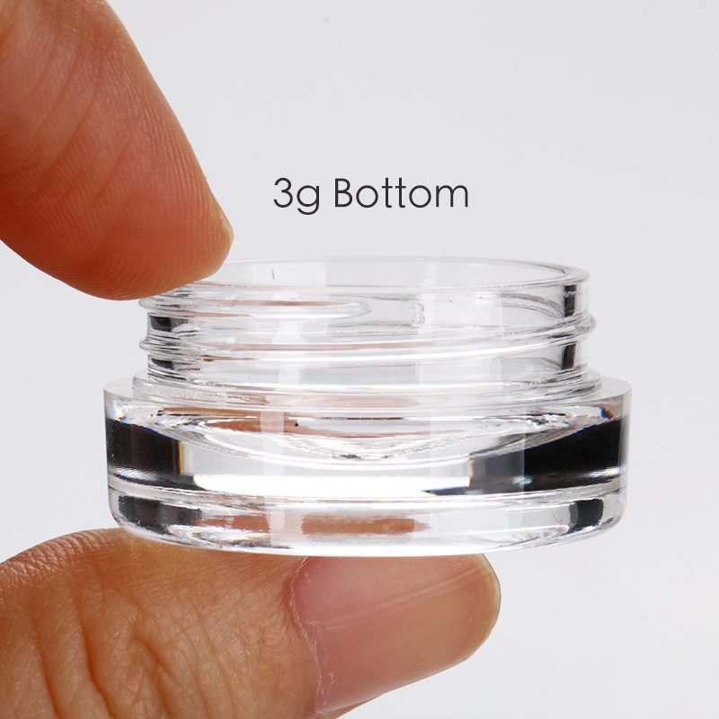 3g 5g thick bottom wall plastic jar ps loose powder empty wholesale custom glitter eyeshadow jar with windows