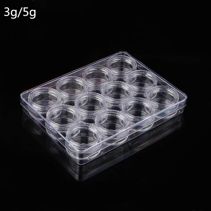 3g 5g transparent Plastic round boxed jar,12 pcs per set with a box for cream eye shadow