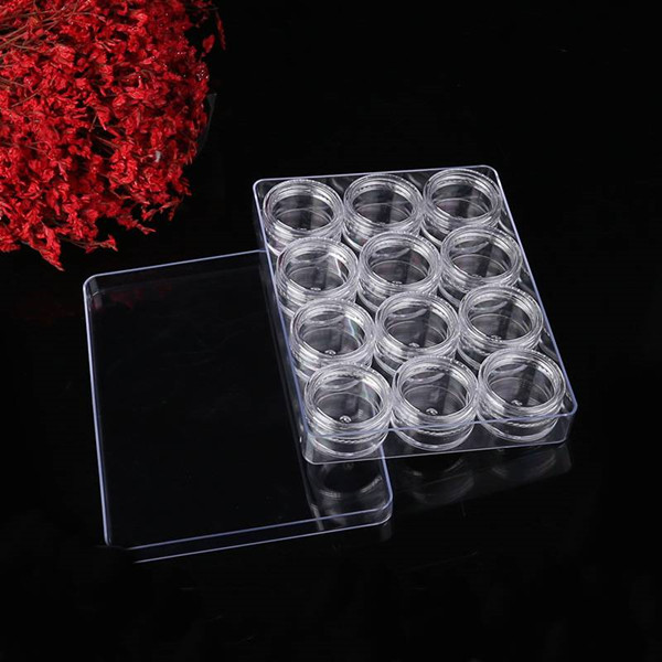 3g 5g transparent Plastic round boxed jar,12 pcs per set with a box for cream eye shadow