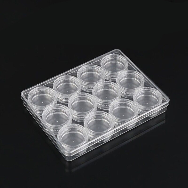 3g 5g transparent Plastic round boxed jar,12 pcs per set with a box for cream eye shadow