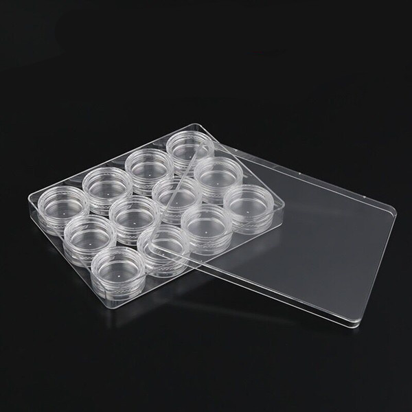 3g 5g transparent Plastic round boxed jar,12 pcs per set with a box for cream eye shadow