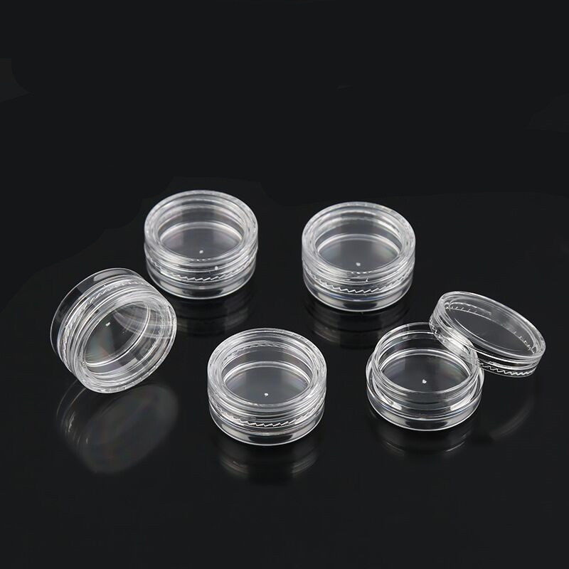 3g 5g transparent Plastic round boxed jar,12 pcs per set with a box for cream eye shadow