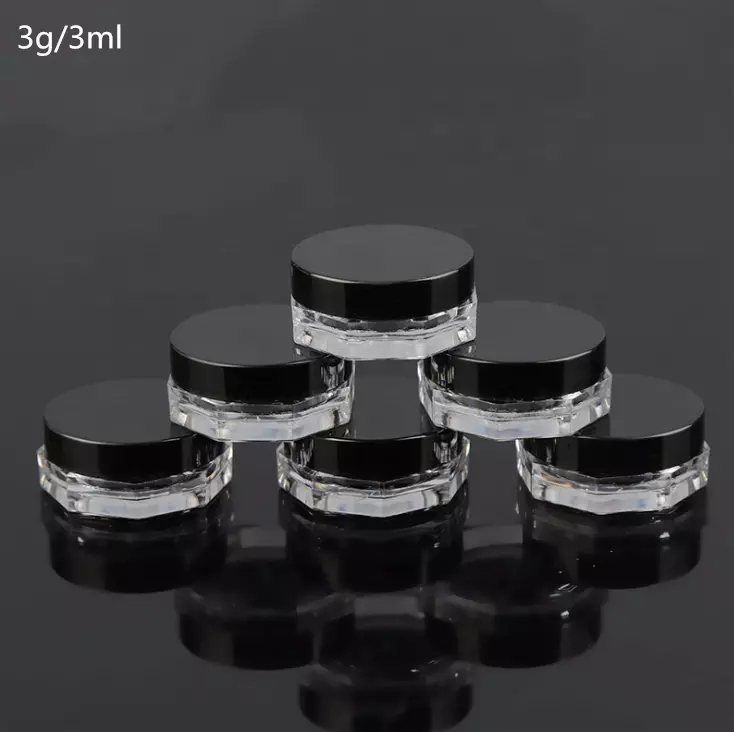 3g PS plastic Octagonal facial cream jar eye cream jar, glitter powder container