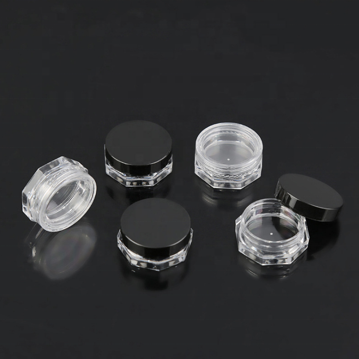 3g PS plastic Octagonal facial cream jar eye cream jar, glitter powder container