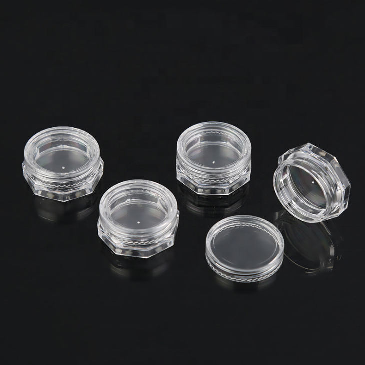3g PS plastic Octagonal facial cream jar eye cream jar, glitter powder container