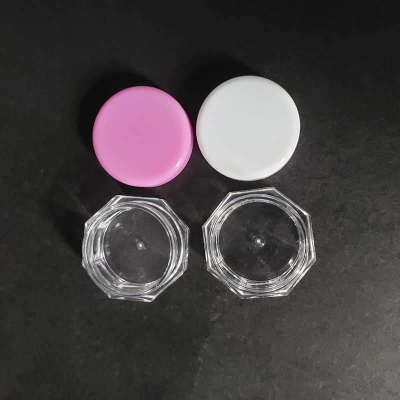 3g PS plastic Octagonal facial cream jar eye cream jar, glitter powder container