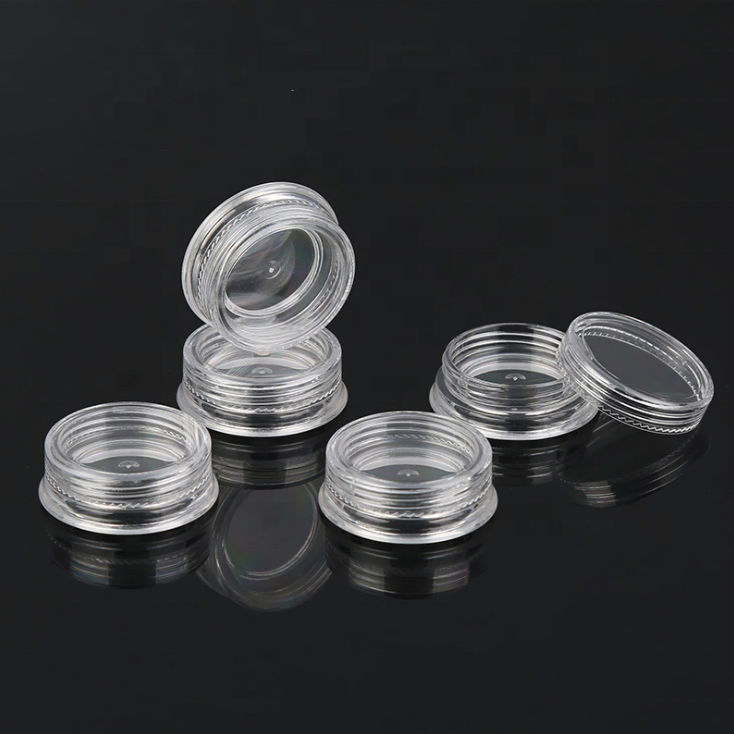 3g PS plastic transparent flat round eye cream jar,travelling jar,cosmetic jar for sample