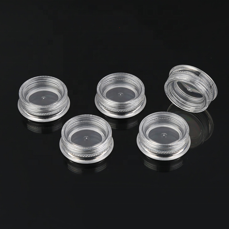 3g PS plastic transparent flat round eye cream jar,travelling jar,cosmetic jar for sample
