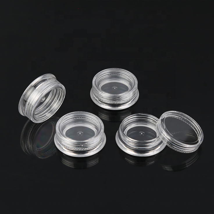 3g PS plastic transparent flat round eye cream jar,travelling jar,cosmetic jar for sample