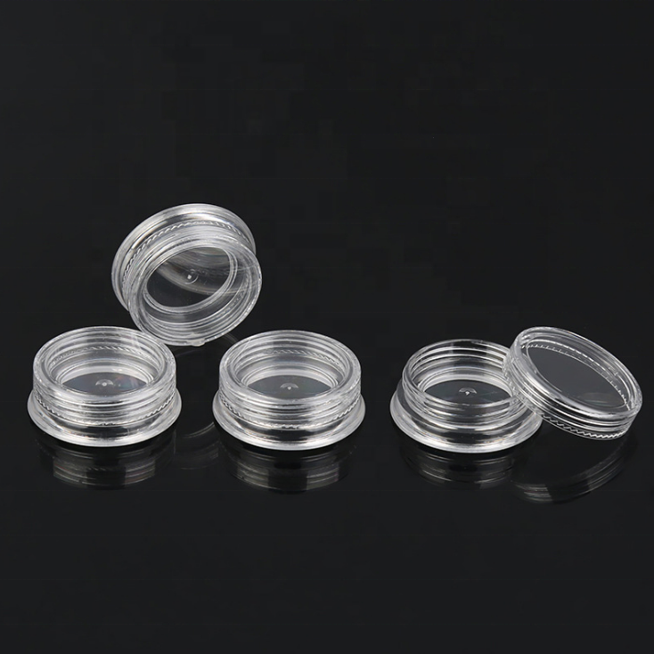 3g PS plastic transparent flat round eye cream jar,travelling jar,cosmetic jar for sample