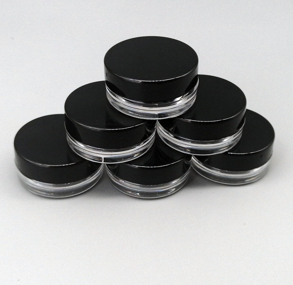 3g black cover transparent cream jar mini vial sample filling bottle lipstick eye shadow empty jars