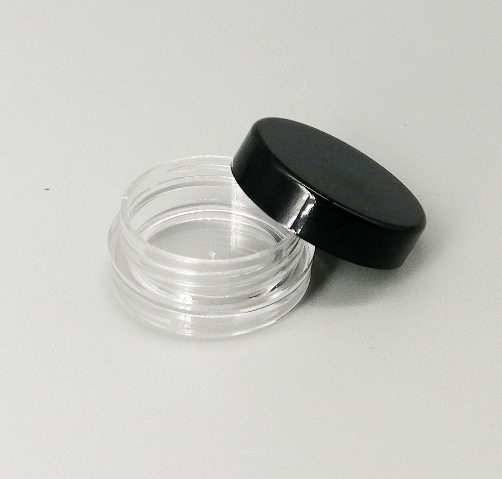 3g black cover transparent cream jar mini vial sample filling bottle lipstick eye shadow empty jars