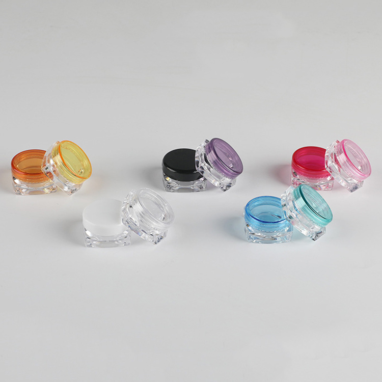 3g clear square mini plastic lip balm scrub cream jar