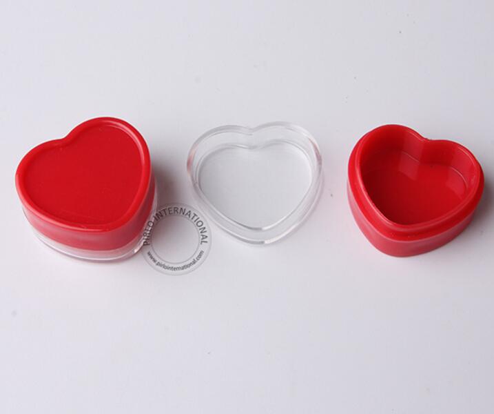 3g plastic jar heart shape lip balm container empty heart plastic jar 3g