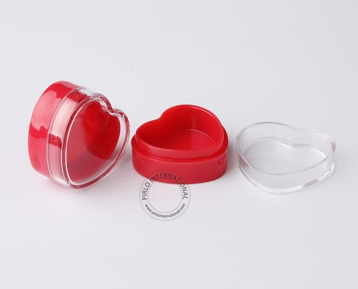 3g plastic jar heart shape lip balm container empty heart plastic jar 3g