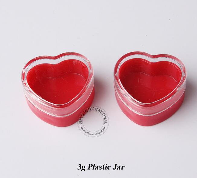 3g plastic jar heart shape lip balm container empty heart plastic jar 3g