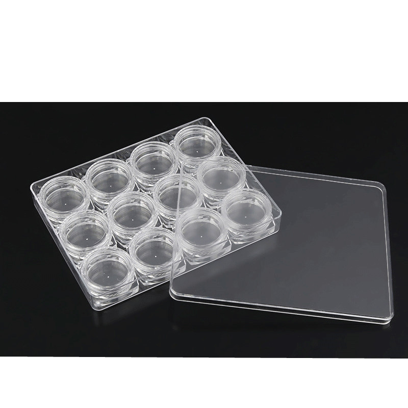 3g  transparent Plastic square boxed jar,12 pcs per set with a box for cream eye shadow