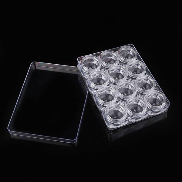 3g transparent Plastic square boxed jar,12 pcs per set with a box for cream eye shadow