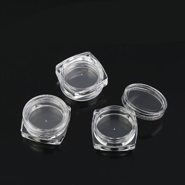 3g transparent Plastic square boxed jar,12 pcs per set with a box for cream eye shadow