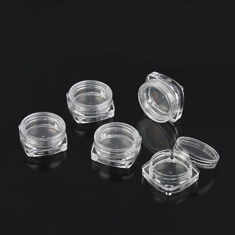 3g transparent Plastic square boxed jar,12 pcs per set with a box for cream eye shadow