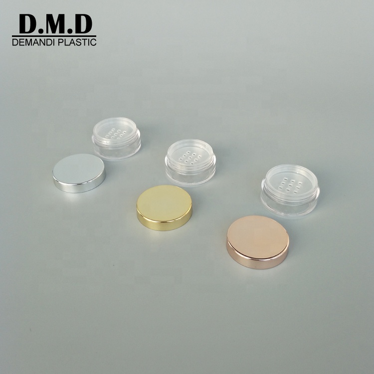 3grams 3ml 10grams 10ml empty rose gold silver cosmetic loose powder jar with sifter