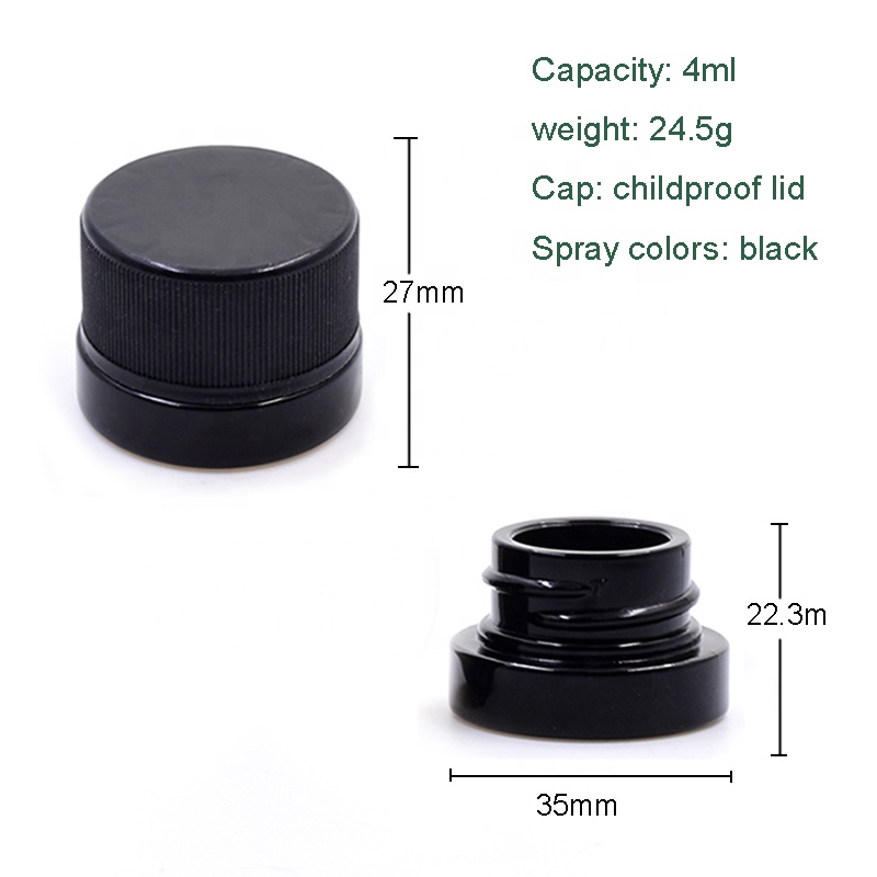 3ml 0.11oz cosmetic skincare cream jars 9ml child resistant dark empty cbd concentrate container childproof glass jar with lids
