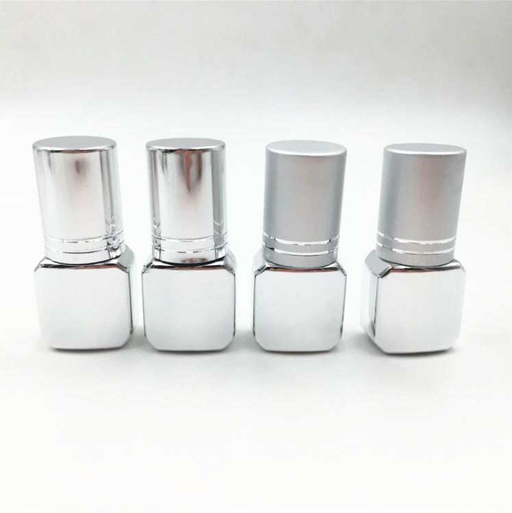 3ml 10ml UV coating shiny silver or gold eyelash extension glue bottle with aluminum cap
