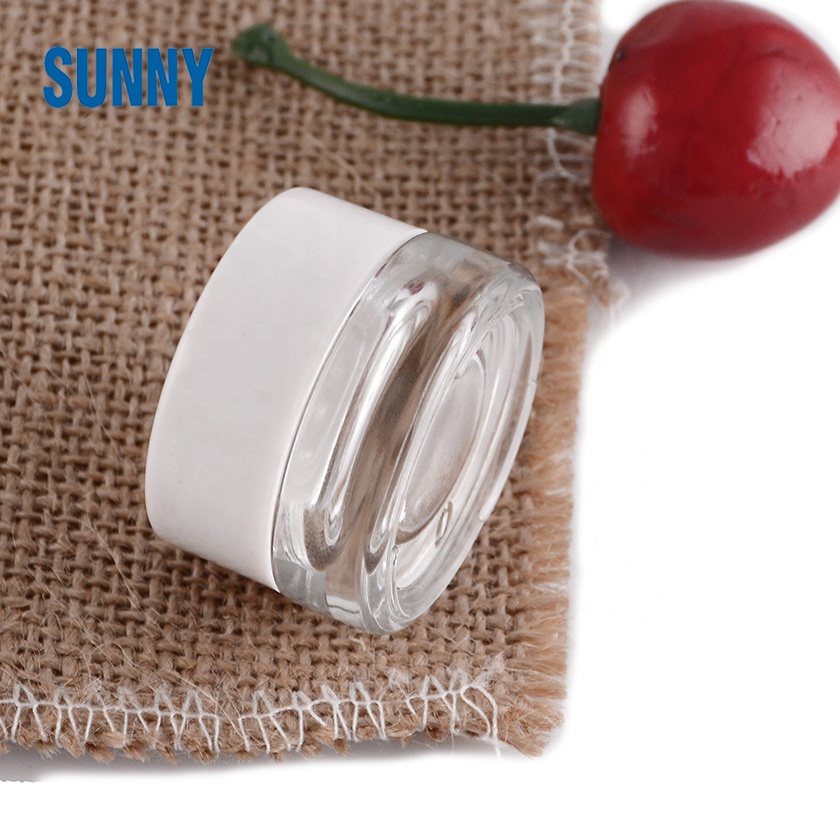 3ml 3g cosmetic clear glass jar with white cap for eye cream or lip balm or canada hemp