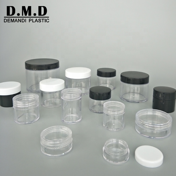 3ml 5g 5ml 10g 10ml 15g 20g 25g 30g 30ml 50ml 60grams 2oz 120ml plastic empty clear transparent cosmetic jar with silver lid