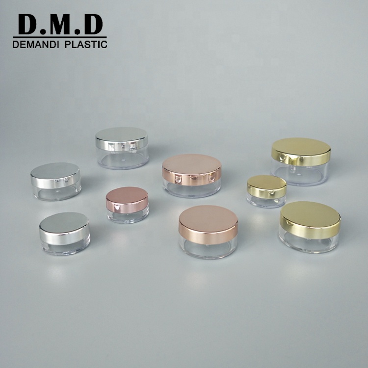 3ml 5g 5ml 10g 10ml 15g 20g 25g 30g 30ml 50ml 60grams 2oz 120ml plastic empty clear transparent cosmetic jar with silver lid