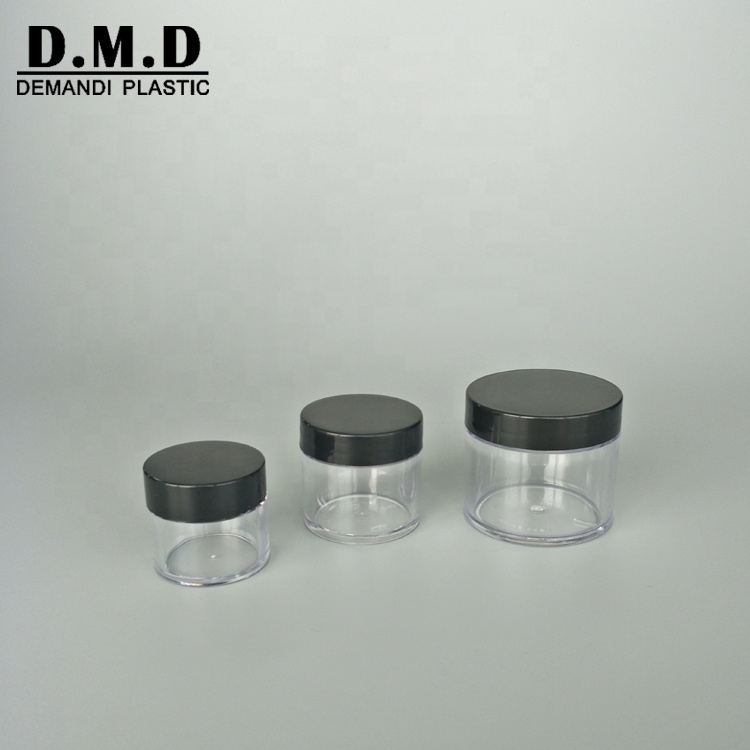 3ml 5g 5ml 10g 10ml 15g 20g 25g 30g 30ml 50ml 60grams 2oz 120ml plastic empty clear transparent cosmetic jar with silver lid