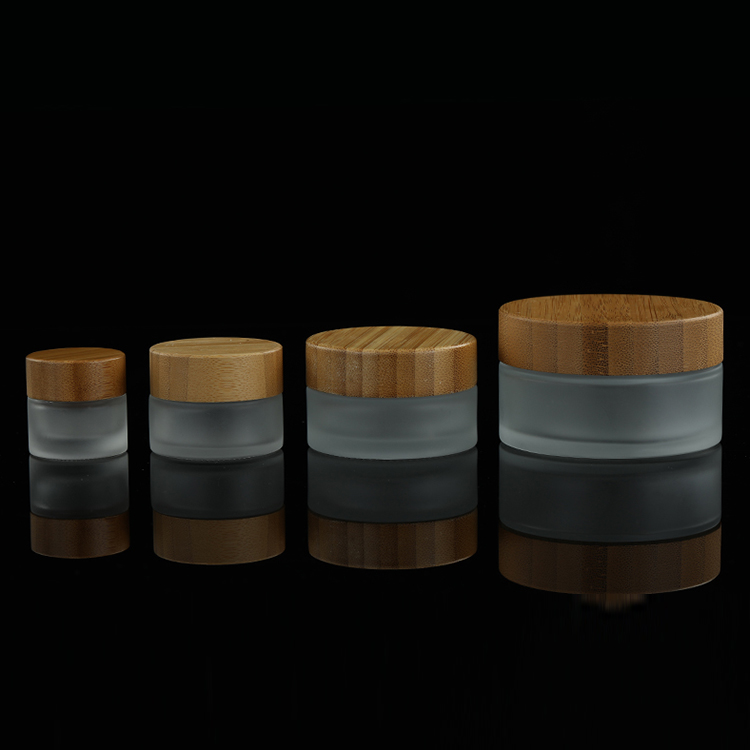 3ml 5ml 10ml 15ml 30ml 50ml 100ml eco friendly cosmetic cream frosted glass jar with bamboo lid