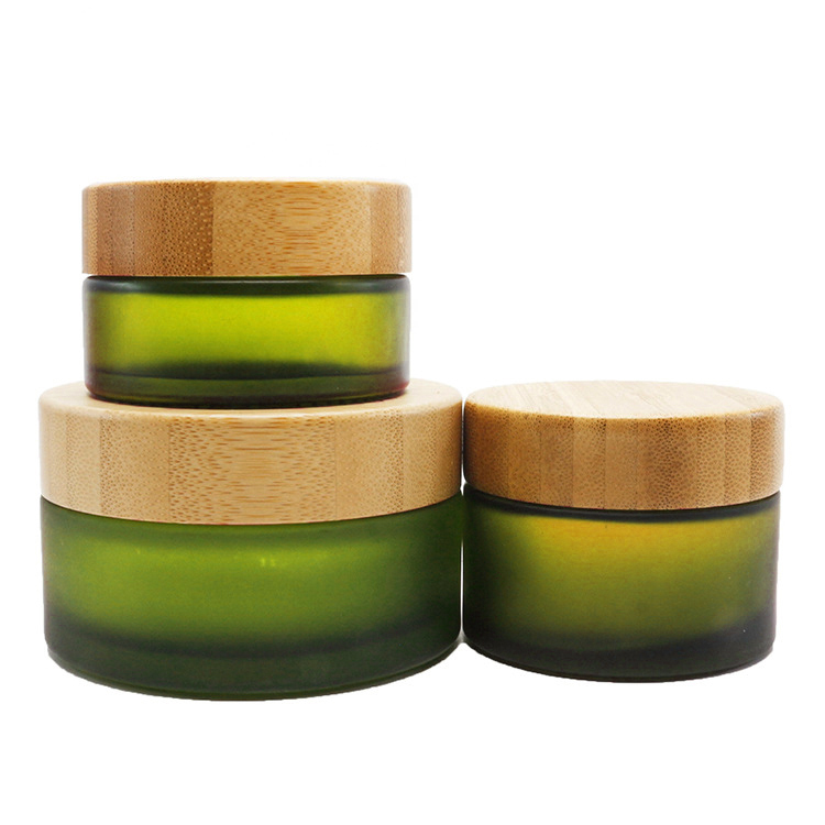 3ml 5ml 10ml 15ml 30ml 50ml 100ml eco friendly cosmetic cream frosted glass jar with bamboo lid