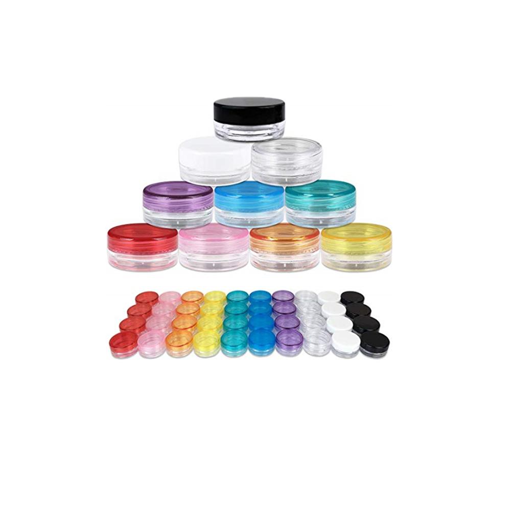 3ml 5ml 10ml 15ml 30ml Round Clear Nail Art Box Empty Screw Top Plastic Sample Containers Glitter PowderJar