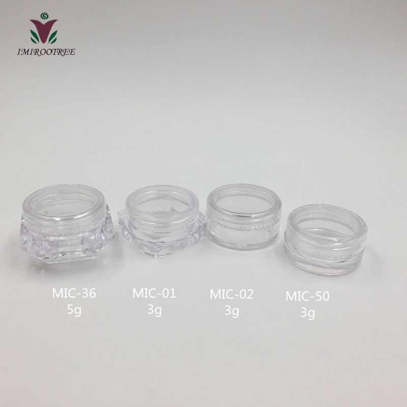 3ml 5ml 10ml 15ml 30ml Round Clear Nail Art Box Empty Screw Top Plastic Sample Containers Glitter PowderJar