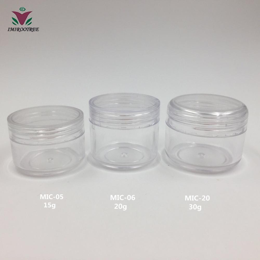3ml 5ml 10ml 15ml 30ml Round Clear Nail Art Box Empty Screw Top Plastic Sample Containers Glitter PowderJar