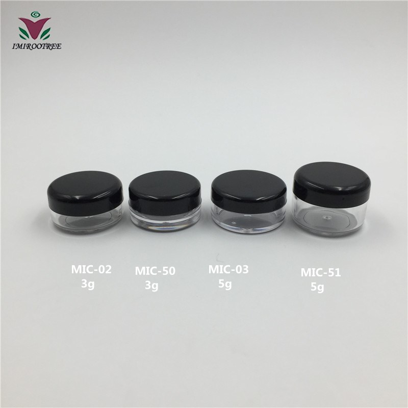 3ml 5ml 10ml 15ml 30ml Round Clear Nail Art Box Empty Screw Top Plastic Sample Containers Glitter PowderJar
