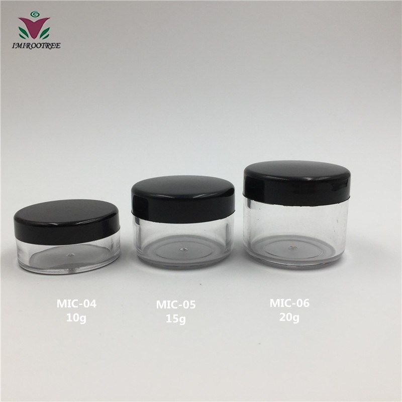 3ml 5ml 10ml 15ml 30ml Round Clear Nail Art Box Empty Screw Top Plastic Sample Containers Glitter PowderJar