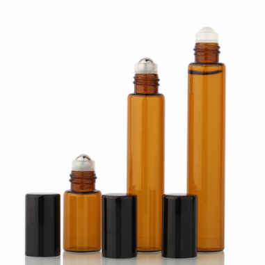 3ml 5ml 10ml Amber Glass Bottle Essential Oil Use Roll on Bottle with Steel roller