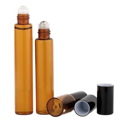 3ml 5ml 10ml Amber Glass Bottle Essential Oil Use Roll on Bottle with Steel roller