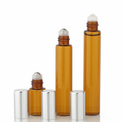 3ml 5ml 10ml Amber Glass Bottle Essential Oil Use Roll on Bottle with Steel roller