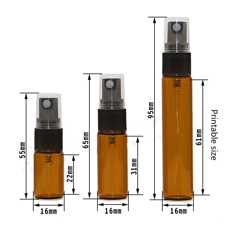 3ml, 5ml, 10ml Amber Perfume Brown glass spray bottle
