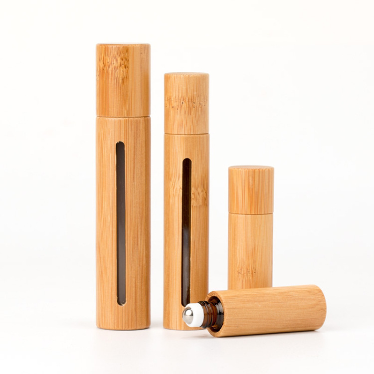 3ml 5ml 10ml Bamboo Cosmetic Packaging Essential Oil Roller Bottles Perfume Bottles Bamboo Roller Ball Bottles